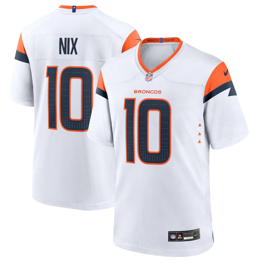 2024 NFL Men Nike Denver Broncos #10 Bo Nix White Game Jersey->denver broncos->NFL Jersey